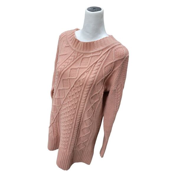 J. Crew Womens Wool Cable Knit Patchwork Tunic Sweater Size Small‎ Pink - Picture 3 of 13